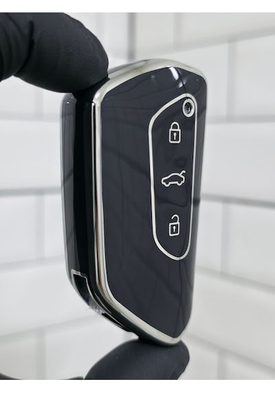Volkswagen Golf 8 Caddy Polo Smart Nano Anahtar Kılıfı Siyahgümüş