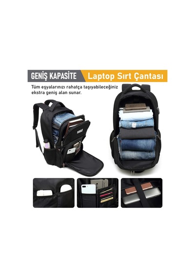 Laptop Sırt Çantası, Multi Cepli İş Seyahat Çantası, Dizüstü Bilgisayar Sırt Çantası, Suya Dayanıklı, Kolej Bilgisayar Çantası, Kadınlar Ve Erkekler İçin Çok Bölmeli Organizer Çanta