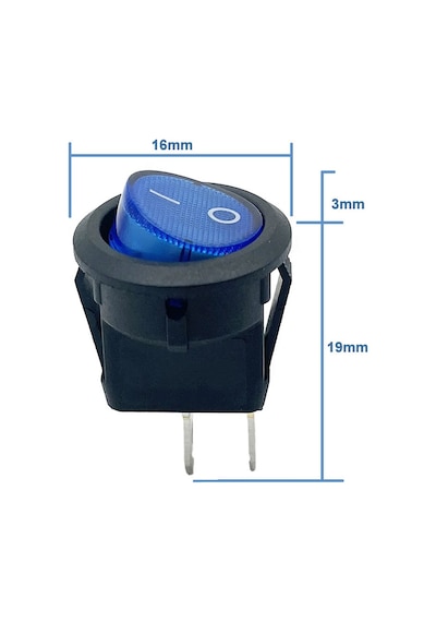 16mm Yuvarlak 2 Pin Anahtar Switch Mini Buton Mavi Plastik Açma Kapama On/off 3a 250v 3a 250v Latch