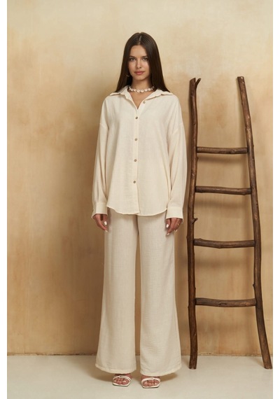 Mai Collection Mai Studios Co. Pedasa Kemik Gömlek Pantolon Takım Kemik