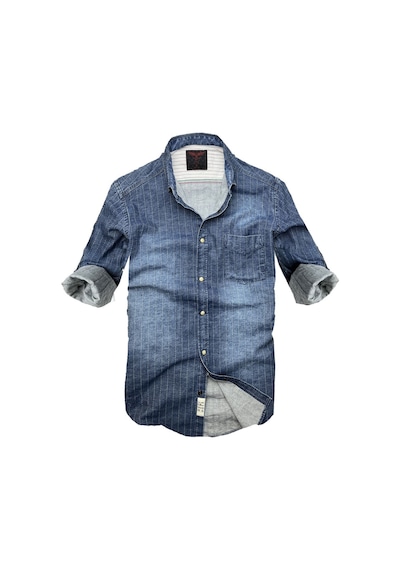 Gulf Bird Slim Fit Saf Pamuk Denim Kumaş Kot Gömlek--laci Çizki Eskitme- Renkli