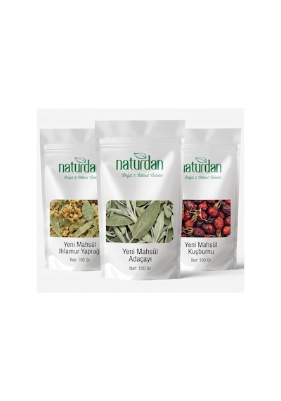 Saf 1.kalite Yeni Mahsül Ihlamur Yaprağı - Adaçayı - Kuşburnu 3x 100 Gr Set