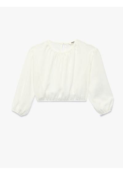 Koton Beli Lastikli Viskon Karışımlı Uzun Kollu Bisiklet Yaka Crop Bluz Ekru 6skg60109aw Ekru Koton Beli Lastikli Viskon Karışımlı Uzun Kollu Bisiklet Yaka Crop Bluz Ekru 6skg60109aw Ekru