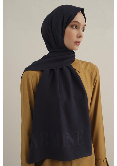 Armine Logo Drop Pamuk İpek Şal 2 Lacivert