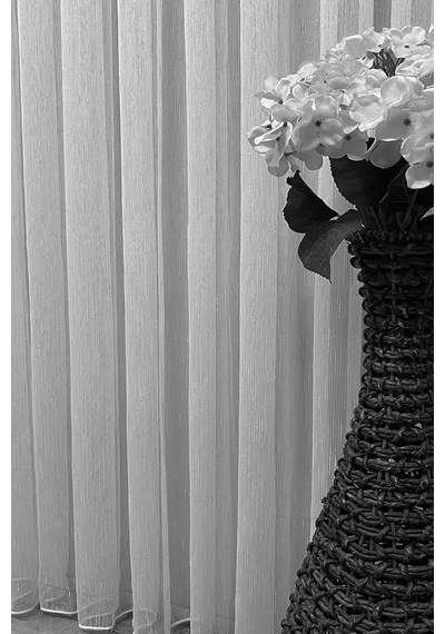 Lexroo Evdepo Home Kırık Beyaz Kullanıma Hazır Seyrek Pileli Vual Çizgili Tül Perde 280 X 270 Cm