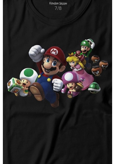 Kendim Seçtim Super Mario Party Star Rush Baskılı Tişört Çocuk T-shirt 001