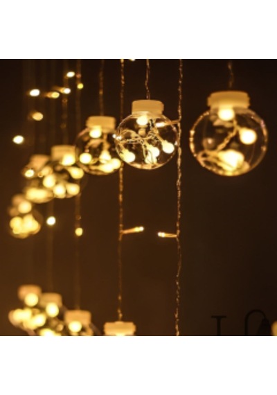 10 Sarkıtlı Kumandalı Dekoratif Top İçi Mini Toplu Led Günışığı Rengi Dekoratif Aydınlatma Sarı
