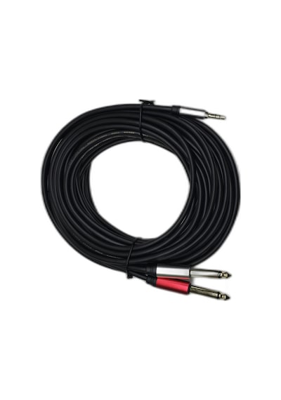 10 Metre 3.5 Mm To 2 X 6.35 Mm Ses Kablosu - Aux To Çivi Jak Mikser Ve Amfi Bağlantı Kablosu