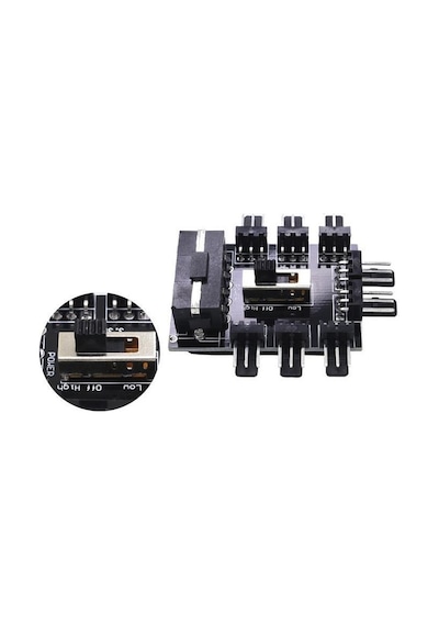 Ancheyn 8 Port Fan Çoklayıcı Hub Y Pwm Splitter İde Molex Soğutma 3 Pin 4 Switch Anahtarlı 4336