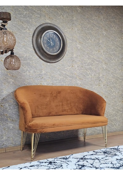 Zafir İkili Teddy Gold Kaplama Telli Ayak Çay Seti Koltuk İkili Berjer , Balkon, Salon, Ofis Kiremit