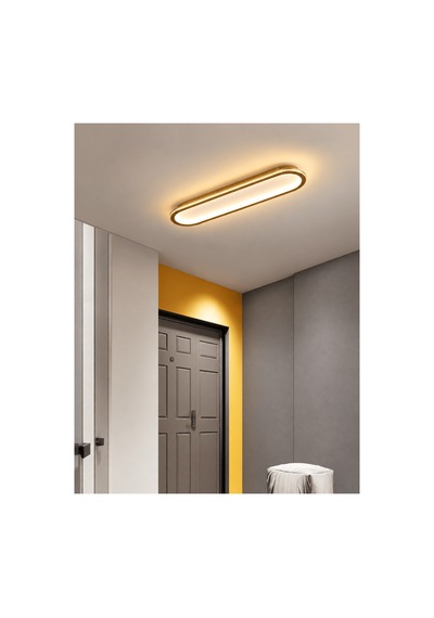 Eskitme Gold 60x16cm Oval Avize 6500k Soğuk Beyaz Led Lambası