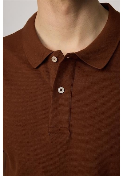 Tudors Erkek Regular Fit Klasik Kesim %100 Pamuk Düz Pike Kahverengi Polo Yaka Tişört-33010 Kahverengi