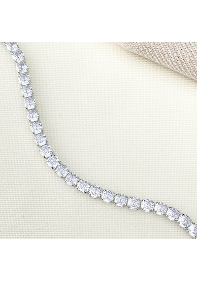Su Yolu Bileklik Kare Kesim Pırlanta Modeli 5 Mm Zirkon Taş Silver Gümüş