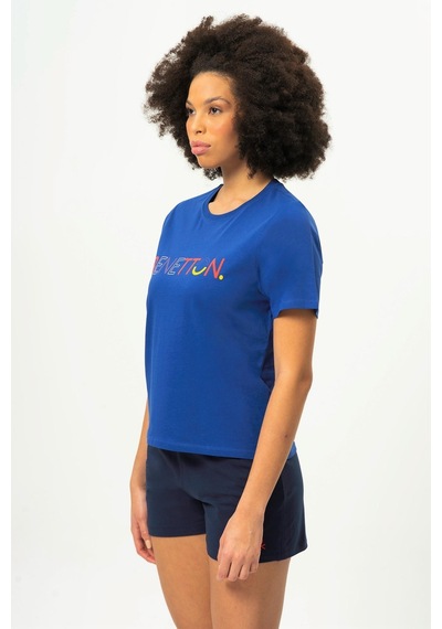 Benetton Bnt-w20382-23y Kadın T-shirt Bnt-w20382-r1078 Lacivert