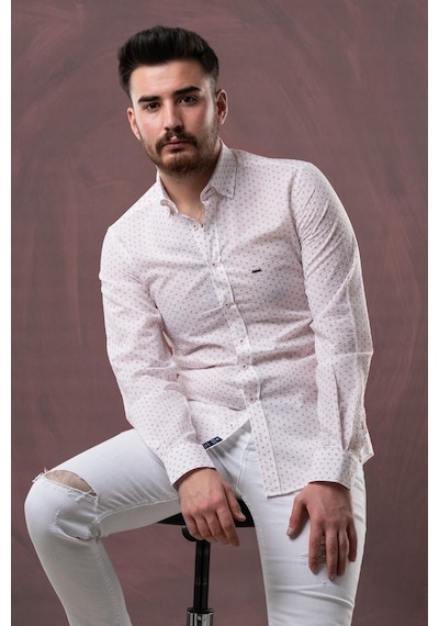 Dorss Slimfit Desenli Gofre Kumaş Erkek Gömlek