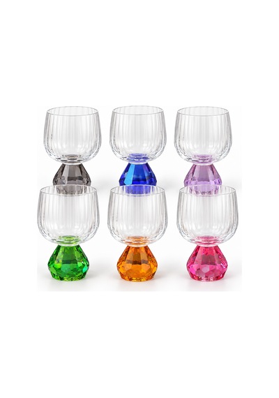 Toygar Renkli Kristal Ayaklı Kahve Yanı Su Bardağı 150 Cc 6'lı Set Çok Renkli