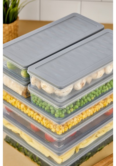 Multi Box 8 Parça 2 Farklı Boy Saklama Kabı Seti - Dondurucu & Mikrodalga Uyumlu Gri
