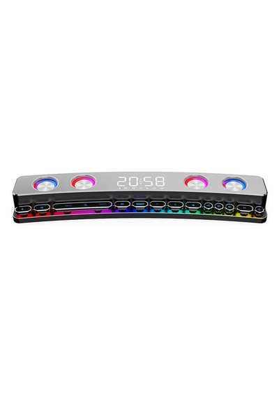 Gaming Kablosuz Bluetooth Speaker Hoparlör Renkli Rgb Işıkları, 12w Güçlü Sesi Dijital Saat Ve Alarm