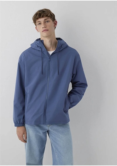 Mavi Kapüşonlu Oversize Mavi Erkek Mont 0110641-86702