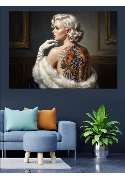 Marilyn Monroe Dövmeli Sırt Tablosu Dekoratif Kanvas - Mdf Ahşap Tablo