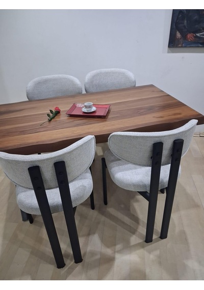 Masa Kütük 90601 V Ayak Sabit Ahşap Boyalı 4 Adet Sandalye Metal Ayak Kahverengi Masa Kütük 90601 V Ayak Sabit Ahşap Boyalı 4 Adet Sandalye Metal Ayak Kahverengi