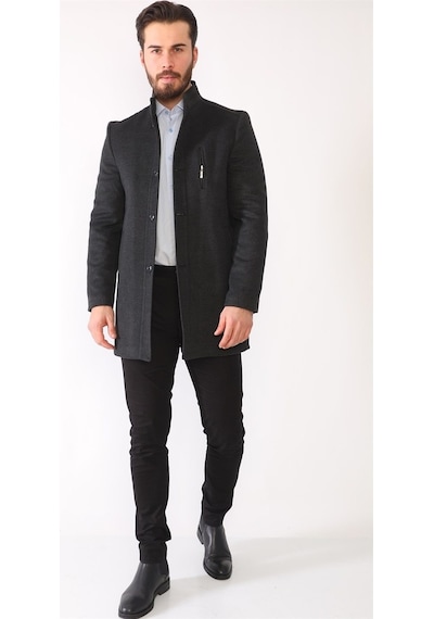 Plt8386 Dewberry Erkek Palto-Antrasit