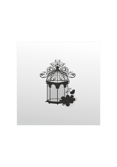 Folyo Sticker Kuş Kafesi Adkpquy764 20cm Uzunluk Siyah