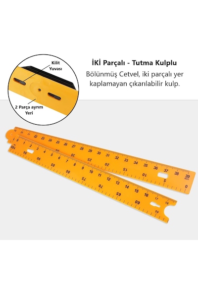 2 Parçalı Plastik Tutma Saplı Cm/inch 1.metre Manifatura Cetveli