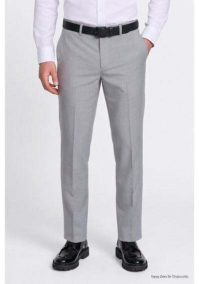 Ac&Co / Altınyıldız Classics Erkek Grı Slim Fit Dar Kesim Klasik Yan Cep Pantolon Gri