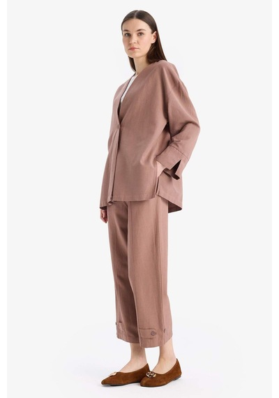 DeFacto 	Keten Karışımlı Basic Düz Kısa Paça Harem Pantolon B7506AX25SPBN552