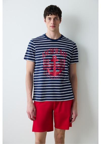 Penti Stripe Anchor Çok Renkli Şortlu Pijama Takımı
