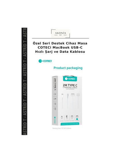 Özel Seri Destek Cihaz Masa Coteci Macbook Usb-c Hızlı Şarj Ve Data Kablosu