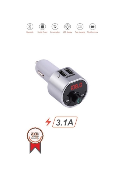 Torima G10 Pd Şarj Özellikli Dijital Göstergeli Bluetooth Fm Transmitter Gümüş