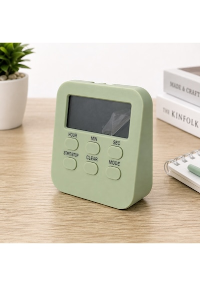 Yeşil Öğrenci Masaüstü Dijital Timer Alarmlı Geri Sayım, Kronometre Ve Saat Modu Büyük Lcd Ekran Manyetik Zamanlayıcı-dol288