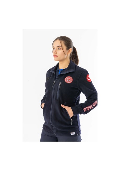 112 Acil Tıp Teknisyeni Fermuarlı Polar Ceket Unisex Att006 Lacivert