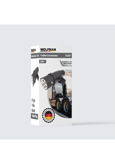 7'li S Tip Plastik Tır Dorse Fişi Siyah Erkek - Wolfram 70207