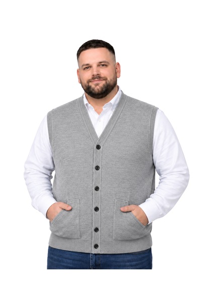 Battalmoda Erkek Büyük Beden Gri Cepli Triko Yelek 3xl-4xl-5xl-6xl