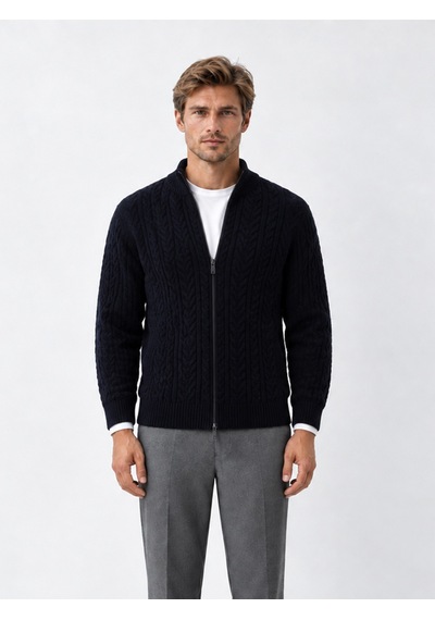 Xint Lacivert Regular Fit Dik Yaka Hırka 801779