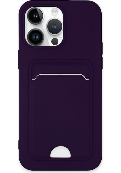 Newface Apple iPhone Uyumlu 14 Pro Max Kılıf Kelvin Kartvizitli Silikon - Semeglbl - 19 Derin Mor