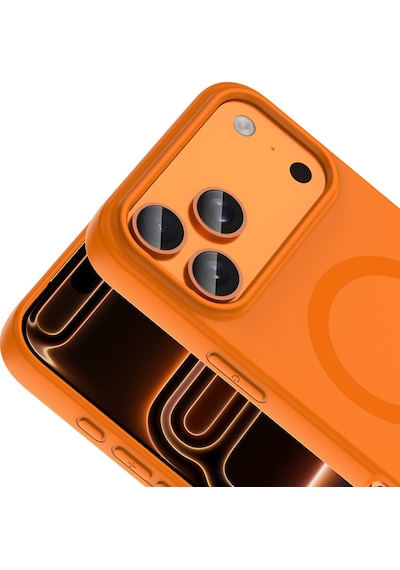 Maks Technology iPhone Uyumlu 17 Pro Max Kılıf M-safe Şarj Özellikli Mkst Aris Silikon Kapak - Turuncu