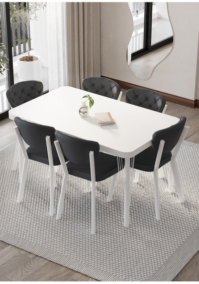 Akuamarin Mutfak Yemek Masası Takımı- 6 Kişilik Mutfak Masa Sandalye Takımı- Mutfak Masası Takımı Siyah Akuamarin Mutfak Yemek Masası Takımı- 6 Kişilik Mutfak Masa Sandalye Takımı- Mutfak Masası Takımı Siyah