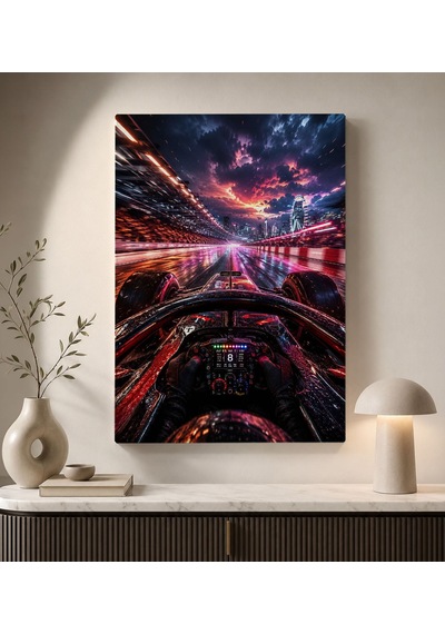 Bk Gift Formula Yarışı Ve Yarış Arabası Temalı Modern Kanvas Duvar Tablosu-2 50x70 Cm