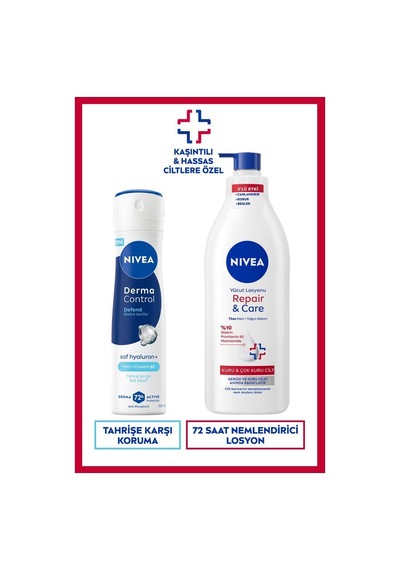 Kadın Sprey Deodorant Derma Control Defend 150ml Ve Repair&care Nemlendirici Vücut Losyonu 400ml