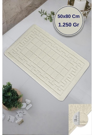 Maldiv/maldives Model Lüks Banyo Paspası Halısı 50x80 Cm - Kaymaz Taban 11 Mm Kalın %100 Polipropilen Model 2