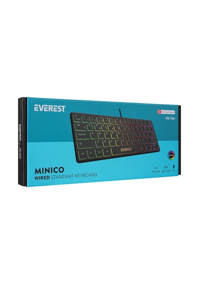 Everest KB-73M MINICO USB Rainbow Aydınlatmalı Mini Q Klavye