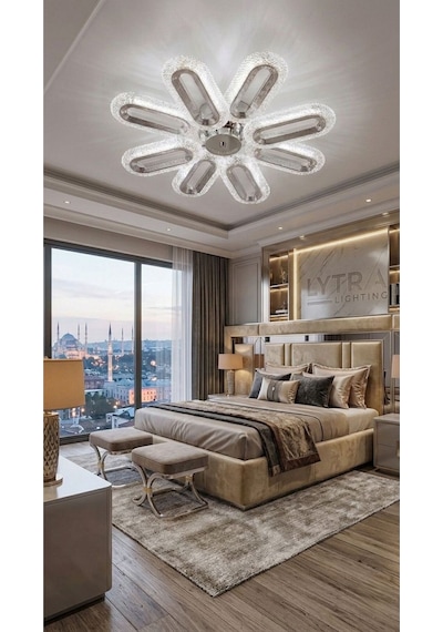 Eclipse Model 8'li Gümüş 3 Renk Modu Ledli Tavana Sıfır Salon Mutfak Çocuk Yatak Odası Led Avize