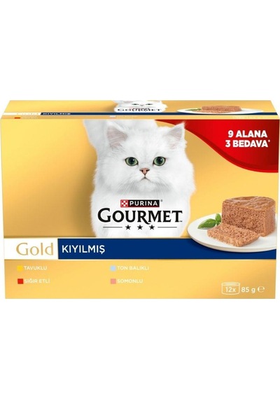 Gourmet Gold Kıyılmış Karışık Çeşitli Yetişkin Kedi Konservesi 85 Gr 12 Al 9 Öde X 2 Adet