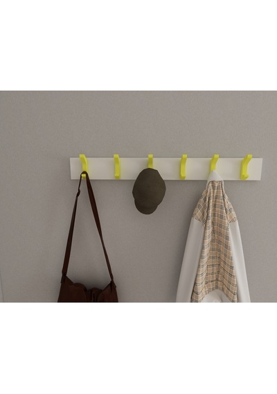 Hepsi3boyutlu Modern Duvar & Kapı Kanca Askılık - 6 Adet Sarı Kanca Askılık - Model No : 2 Sarı