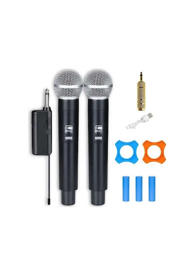 Çift Elçik Profesyonel Kablosuz Mikrofon Taşınabilir Mini Alıcı Için 6.35mm Jak