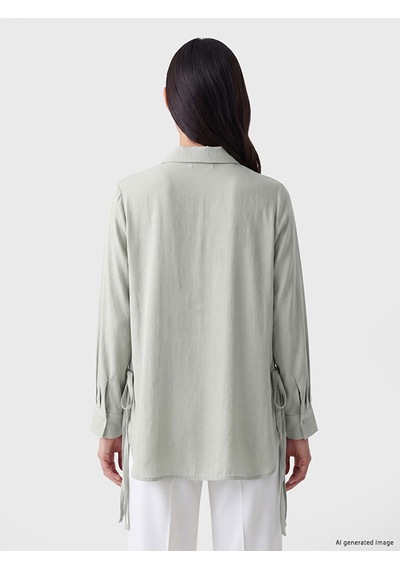 Lcw Everyday Yeşil Oversize Modal Karışımlı Kadın Gömlek Tunik